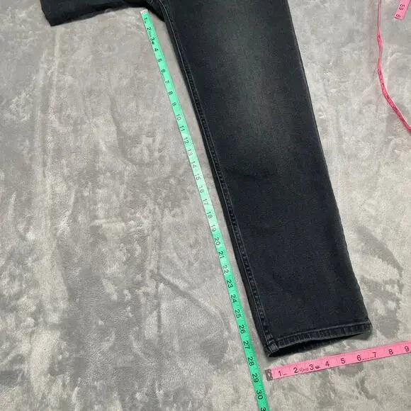 Re/Done Jeans Womens 30 Black 70s Ultra High Rise Stove Pipe Stretch Button Fly - Picture 14 of 15